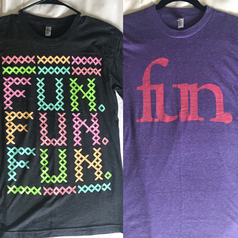 Two (2) FUN the band t-shirts! unisex small + med